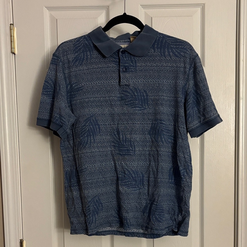 Men's Blue Patterned Polo Shirt